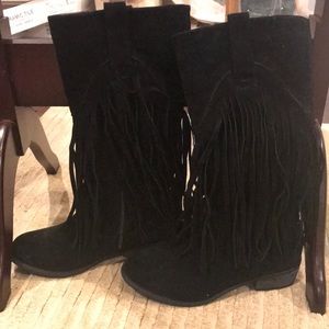 Fringe boots black